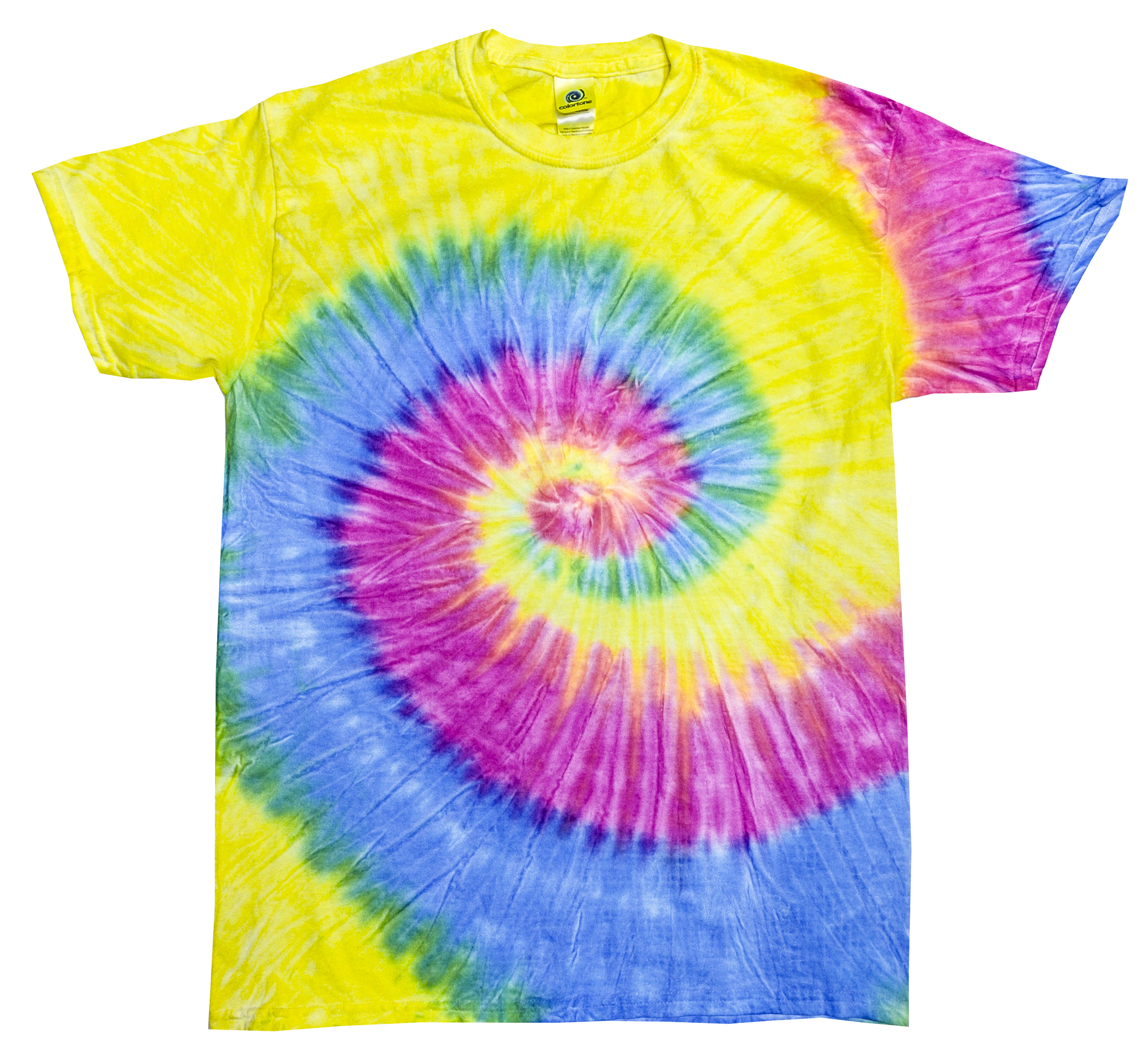 Tie Dye Shirt Multi Color Pink Blue Yellow Sunshine Swirl